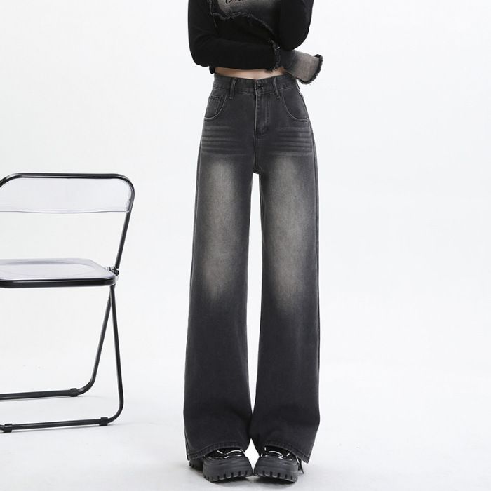 High Waist Wide Leg Jeans For Women - Stretchy Flared Denim Pants With Straight Fit, Comfortable & Trendy For Pear Shape Body_mkmklike.com