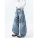 American Silhouette Wide-leg Jeans Men's Spring And Autumn New Trendy Brand Loose Washing Tooling Youth Scimitar Trousers_mkmklike.com
