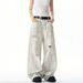 China-Chic Worn Down American Dirty White Jeans Women's Loose Draping Straight Leg Pants_mkmklike.com