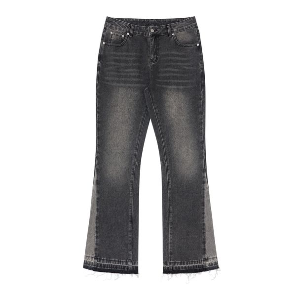 Men's Vintage Washed Jeans – Artistic Splatter Paint & Distressed Details (Straight-Leg, Cotton, S-XL, High Street Fashion)_mkmklike.com