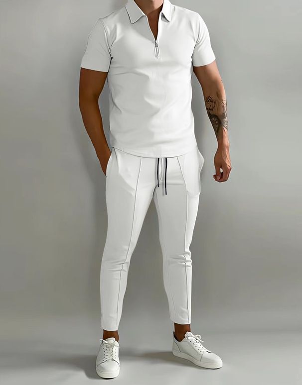 Summer Menswear Slim Fit Trend Youth Leisure Sports Set_mkmklike.com