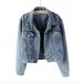 2025 Short Jacket, Women's Nail Pearl Loose Spring And Autumn New Denim Jacket_mkmklike.com