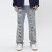 Women's High-Waisted Vintage Distressed Jeans – Oversized Straight-Leg Wide Pants With Retro Streetwear Aesthetic Light Blue Washed Denim For Summer_mkmklike.com