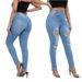 Women's Clothing High-Waisted Ripped Skinny Jeans Regular Fit Solid Color Denim For Spring/Autumn_mkmklike.com
