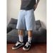 Men's High Street Trendy Retro Denim Shorts Loose Fit Casual Versatile Five Point Summer 2025 Style_mkmklike.com