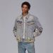 Vintage Washed Denim Jacket For Men - Retro Distressed High Street Fashion Oversized Biker Coat With Tie-Dye Design_mkmklike.com