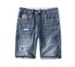 Summer Hand-ground Ripped Jeans Men's American Street Elastic Retro Five-point Jeans Men's Fat Short Pants_mkmklike.com