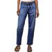 Women's Distressed Stretch Banana Jeans Casual Cropped Carrot Style Denim Pants European American Fashion Spring Autumn Summer_mkmklike.com