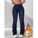 Women's Clothing Flared Stretch Jeans - Retro Blue Denim Pants With Fleece Lining (XS-2XL)_mkmklike.com
