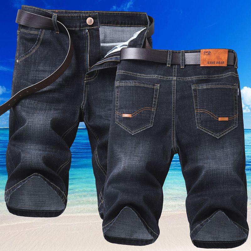 Men's Trendy mid Rise Denim Shorts Hot Selling Business Stretchy mid Length Cost Effective Regular Fit for Men_mkmklike.com