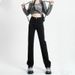 Black Slim-fit Straight-leg Jeans Women, 2025 New Autumn High-waisted Slimming Wide-leg Cigarette Pants For Pear-shaped_mkmklike.com