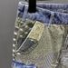 Japanese Streetwear Men's Patchwork Camo Cargo Shorts | Distressed Washed Denim With Utility Pockets (Relaxed Fit & Breathable)_mkmklike.com