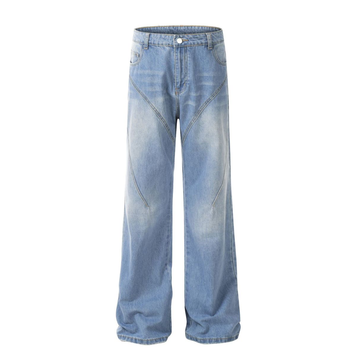 Men’s Retro Slim Fit Flared Jeans – Vintage High-Waisted Denim Pants (Blue & Azure, S-XL)_mkmklike.com