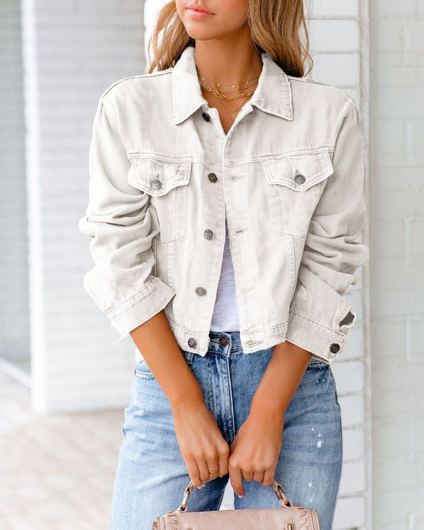 K Women's New Denim Jacket Long Sleeve Top_mkmklike.com