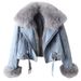 Women's Clothing Trendy New Styles Autumn And Winter New Fox Fur Collar Lining Fashionable Small Denim Jacket Women's Short Top Jacket_mkmklike.com