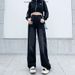 Plus-size Women's High-waisted Loose New Straight-leg Pants, Floor-length, Versatile, Slimming, Autumn Wide-leg Jeans,_mkmklike.com