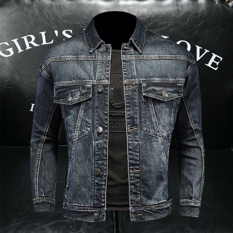 Loom 2023 Autumn Multi-Pocket Line Sense Turn-Down Collar Denim Jacket Niche Versatile European Style Coat For Men DT79330_mkmklike.com