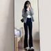 High-Waisted Flared Jeans For Women - Stretchy Black Bootcut Pants With Fleece Lining (Winter)_mkmklike.com