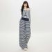 Autumn Winter Striped Loose Comfortable Long American-style Blue And White Drawstring Elastic Casual Pants, Stylish_mkmklike.com