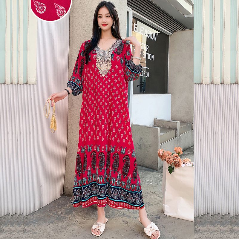 Women's Clothing Large size ancient costume cotton silk dress _mkmklike.com