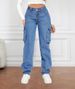 American Retro Mid-waist Multi-pocket Cargo Pants Jeans, Women's Casual Loose Straight Long Pants, Patchwork Jeans,Spring Autumn_mkmklike.com