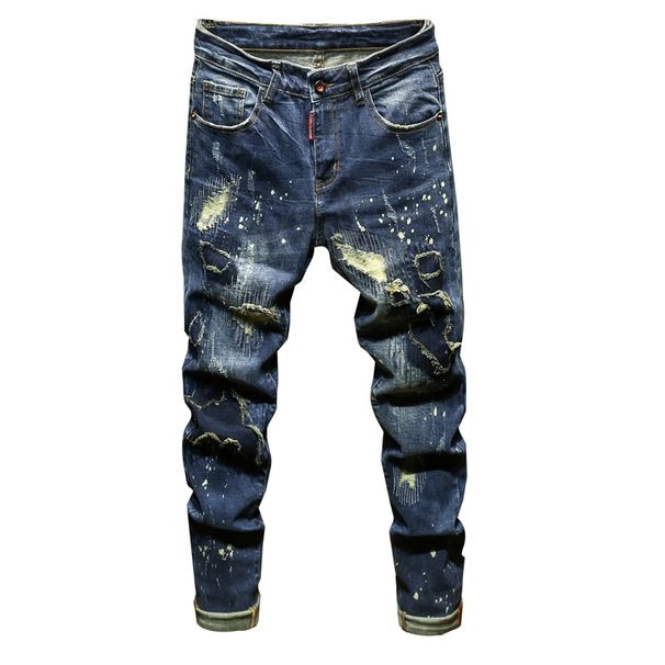 Men's Clothing New 2024 Summer Street Fashion Men's Jeans Handmade Frayed Cotton Trousers Straight Pants Youth Fashion Pants K26_mkmklike.com