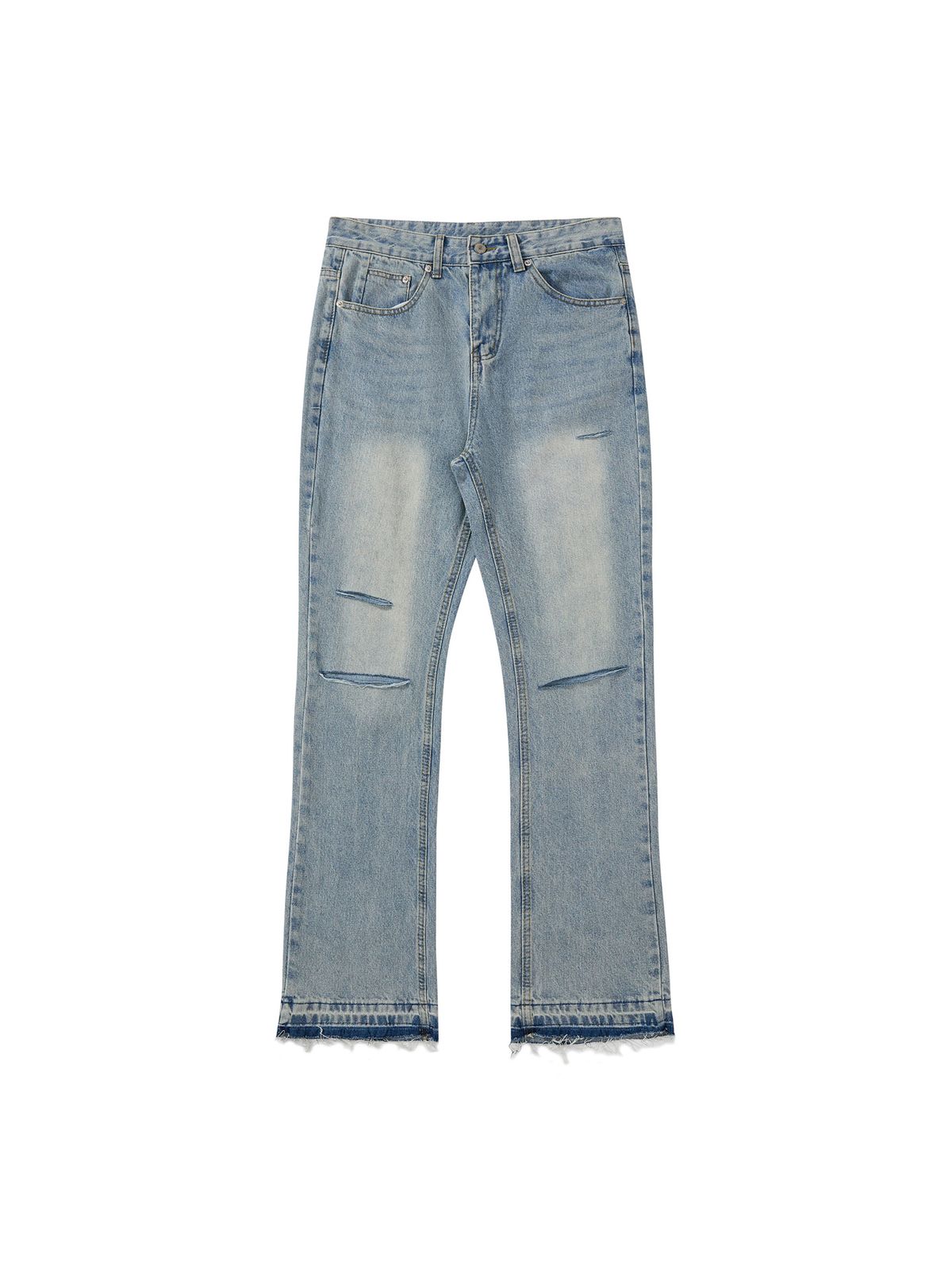 Men's Clothing Cut Washing And Destruction Casual Loose Jeans Clean Fit Vibe Style_mkmklike.com