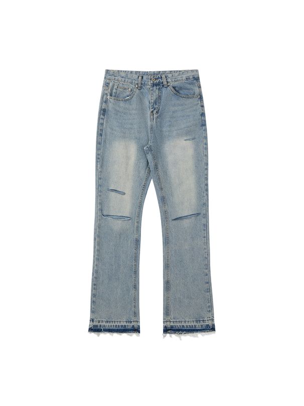 Men's Clothing Cut Washing And Destruction Casual Loose Jeans Clean Fit Vibe Style_mkmklike.com