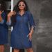K Large Size Women's Loose And Fashionable New Denim Long Sleeved Casual Dress_mkmklike.com