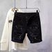 Foreign Trade Black Denim Shorts Men's Summer Thin Style Cat Whisker Ripped Personality Ink Splash Slim Fit Small Feet Cool Cross Border_mkmklike.com