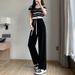 Plus Size Tencel Jeans For Women Summer Loose High Waist Washed Draped Thin Casual Wide Leg Straight Pants_mkmklike.com