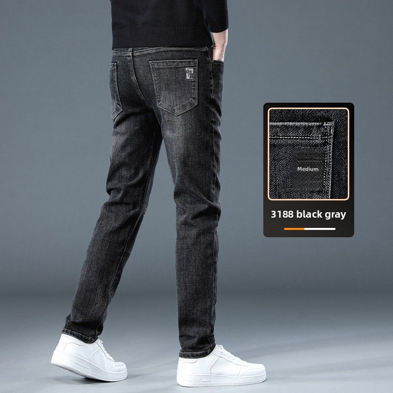 Jeans Men's Slim Fit Straight Casual Long Pants_mkmklike.com