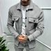 2025 Autumn European And American Men's Fashion Solid Color Button Pocket Long Sleeve Fleece Lined Simple Casual Jacket_mkmklike.com