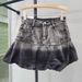 Pleated Skirt For Women Summer New Style Gradient Pink High Waist Slim A Line Anti Exposure Denim Bud Short Skirt_mkmklike.com