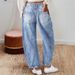 Spot cross border women's clothing 2025 new European and American retro loose high waist straight wide leg pants jeans trousers women_mkmklike.com