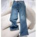 Women's Clothing High Waist Wide Leg Narrow Version Retro Straight Loose Floor Length Jeans For Women Summer_mkmklike.com