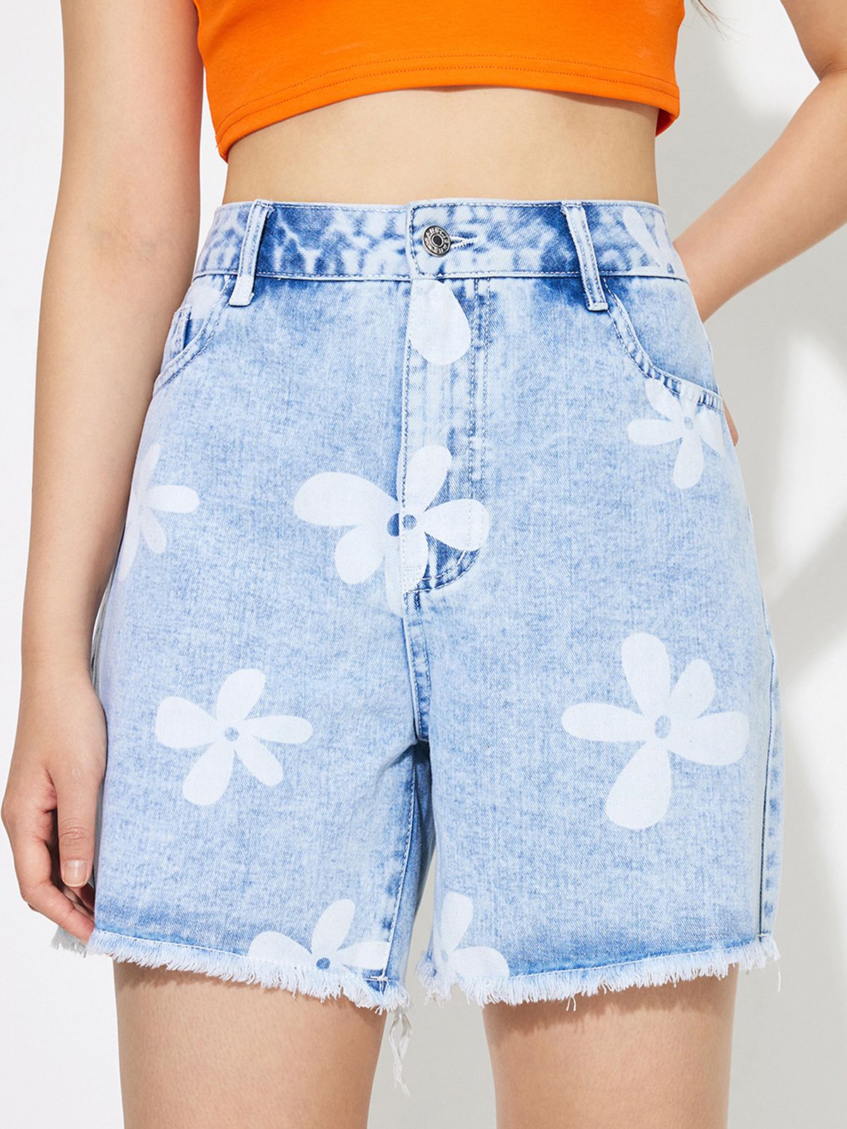 Women's Clothing Loose Slim Printed Jeans Shorts_mkmklike.com