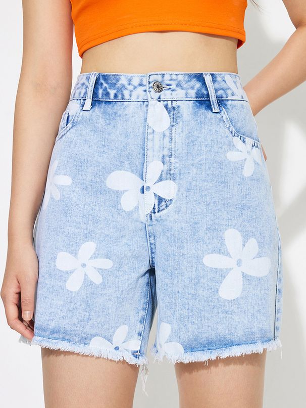 Women's Clothing Loose Slim Printed Jeans Shorts_mkmklike.com