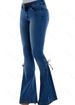 Trendy Girl Closet Trendy Girl Closet European And American Cross-Border Mid-Waist Belted Stretch Jeans Women's Flared Pants_mkmklike.com