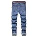 Men's Clothing Blue Slim Fit Straight Leg Jeans For Men Stretch Multi Crafted Stylish Denim_mkmklike.com