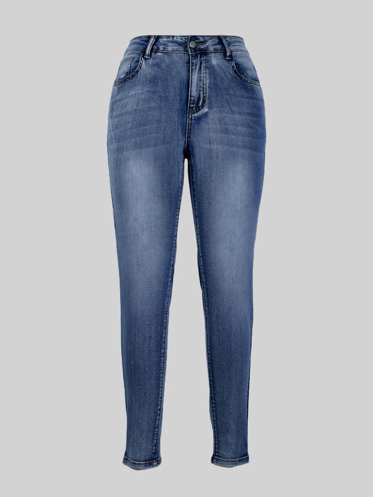 Mid Rise Stretch Jeans For Women – Vintage Washed Slim Fit Denim Pants (Breathable Cotton Polyester Blend, Summer Casual)_mkmklike.com