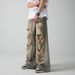 High Street Old Waste Soil Color Ripped Jeans Men's And Women's Retro Niche Design Drape And Thin Straight Beggar Trousers_mkmklike.com