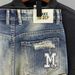 Summer New Ripped Denim Shorts Men's Trendy Brand Patch Print Mid Length Pants Trendy All Match Beggar Shorts_mkmklike.com