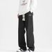 Men's Clothing Straight Leg Jeans, Spring Versatile Loose American High Street Casual Hello Letter Long Pants_mkmklike.com