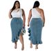 Women's Clothing Large Size Denim Fitted Long Skirt_mkmklike.com
