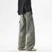Men's Pleated Workwear Jeans – Double 3D Pocket Retro Denim Pants With Distressed Wash, Relaxed Fit & Vintage Stitching, Wide-Leg Casual Trousers_mkmklike.com