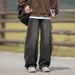 Distressed Washed High Street Vintage Jeans For Men - Relaxed Fit Wide Leg Casual Pants With Faded Gradient Effect_mkmklike.com