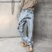Men's Clothing Vintage Washed Denim Jeans With Letter Embroidery - American Hip Hop Straight Loose Fit High Street Pants For Men And Women_mkmklike.com