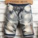 Men's Summer Thin Denim Shorts Loose Straight Leg Retro Patchwork Stretch 5 Point New Style_mkmklike.com