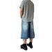 Men's Washed Whiskered Cropped Trousers Style Loose Fit Button Down Distressed Denim Shorts_mkmklike.com